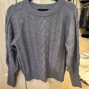 Blue Gray Cable Knit Sweater for Women